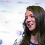 Ashley Hatch, No. 2 overall pick of the North Carolina Courage, at the 2017 NWSL College Draft. (Manette Gonzales/OGM)