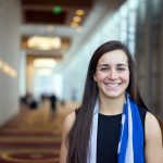 Christina Gibbons, the No. 5 overall pick, at the 2017 NWSL College Draft. (Manette Gonzales/OGM)