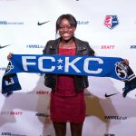 Toni Payne, selected by FC Kansas City, at the 2017 NWSL College Draft. (Manette Gonzales/OGM)