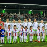 Wolfsburg's starting lineup against Lyon in the first leg of a 2017 UEFA Women's Championship League quarterfinal.