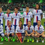 Lyon starting lineup against Wolfsburg in the first leg of a 2017 UEFA Women's Champions League quarterfinal.