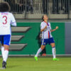 Dzsenifer Marozsán reacts after scoring Lyon's second goal.