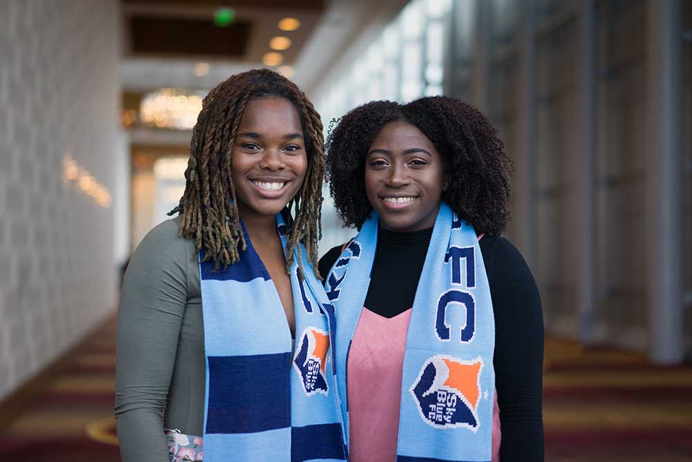 Kayla Mills and Mandy Freeman at the 2017 College Draft. (Manette Gonzales)