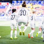 Germany warming up before a match against France during the 2017 SheBelieves Cup.