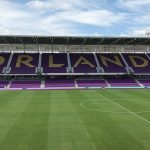 Orlando City Stadium with seats spelling out Orlando.
