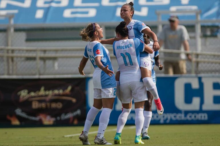 Pride goal celebration. (Shane Lardinois)