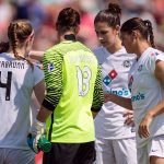 FC Kansas City defensive line huddle. (Shane Lardinois)