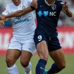 FC Kansas City's Desiree Scott and North Carolina Courage's Lynn Williams. (Shane Lardinois)