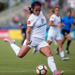 Sydney Leroux tees it up. (Shane Lardinois)