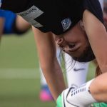 Brooke Elby during pregame warm-up. (Shane Lardinois)