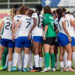 Boston Breakers team huddle. (Shane Lardinois)