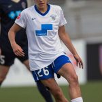 Angela Salem patrolling the midfield for the Boston Breakers. (Shane Lardinois)