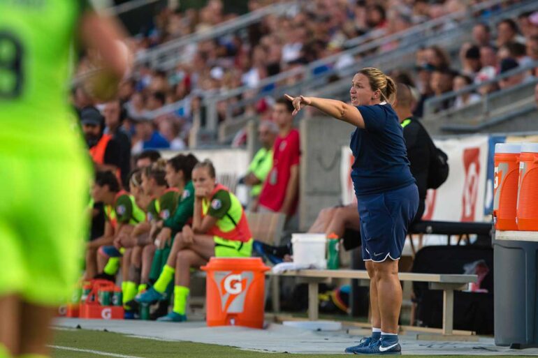 Seattle Reign head coach Laura Harvey. (Shane Lardinois)