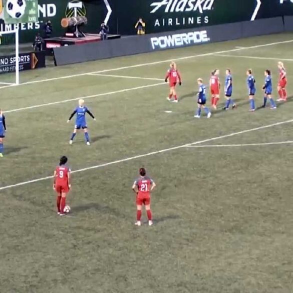 screenshot of free kick in portland game against seattle