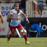 Jen Hoy holding it down on the field for the Chicago Red Stars. (Shane Lardinois)