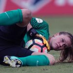 This look says its all. Alysaa Naeher makes a save for the Chicago Red Stars. (Shane Lardinois)