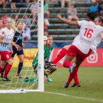 If not for Naught[on]. Katie Naugton makes a goal-line clearance for the Chicago Red Stars. (Shane Lardinois)