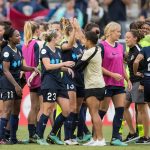 High fives and smiles for the North Carolina Courage. (Shane Lardinois)