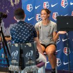 Lynn Williams on set for the NWSL during Media Day. (Monica Simoes)