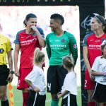 Christine Sinclair and Adrianna Franch pregame of the 2017 NWSL Championship. (Monica Simoes)