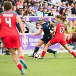 Kristen Hamilton tries to get by Tobin Heath in the 2017 NWSL Championship. (Monica Simoes)