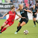 Meghan Klingenberg (Portland Thorns FC) and Makenzy Doniak (North Carolina Courage). (Monica Simoes)