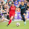 Hayley Raso and Jaelene Hinkle vie for the ball during the 2017 NWSL Championship. (Monica Simoes)