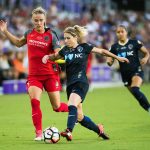 Dagný Brynjarsdóttir and McCall Zerboni during the 2017 NWSL Championship. (Monica Simoes)