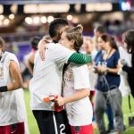 Adrianna Franch and Meghan Klingenberg after the 2017 NWSL Championship. (Monica Simoes)