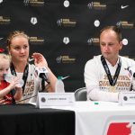 Lindsey Horan and head coach Mark Parsons during the 2017 NWSL Championship postgame conference. (Monica Simoes)