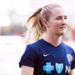 Sam Mewis, midfielder for the North Carolina Courage, during pregame of the 2017 NWSL Championship. (Monica Simoes)