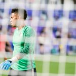 Adrianna Franch in net for the Portland Thorns during the 2017 NWSL Championship. (Monica Simoes)