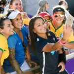 Debinha of the North Carolina Courage taking selfies with fans at the 2017 NWSL Championship. (Monica Simoes)