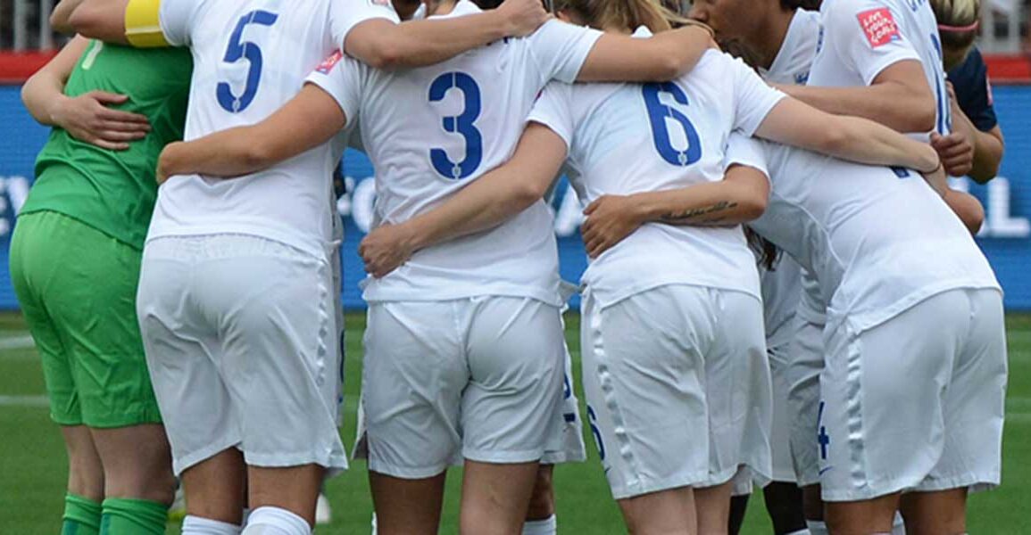 Close-up of England's huddle.