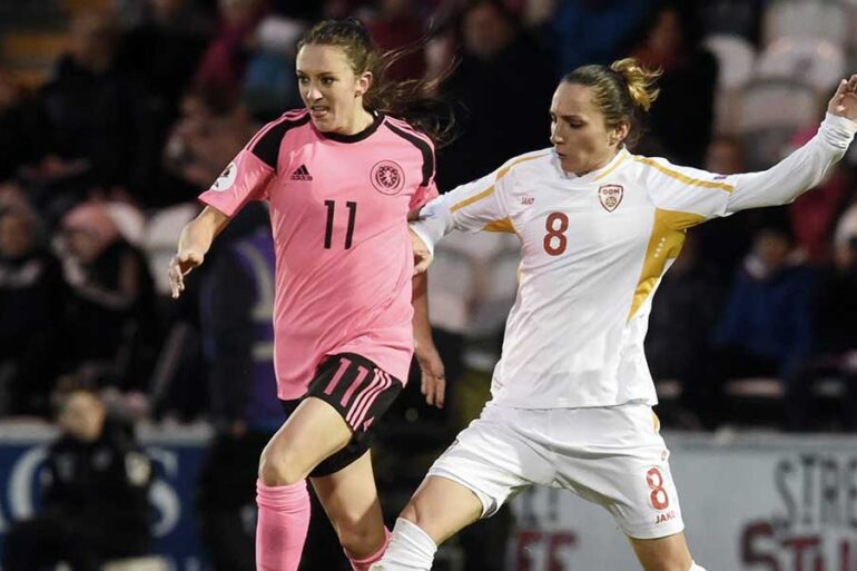 Lisa Evans of Scotland against Macedonia. (YouTube)