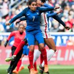 France's Amel Majri and the USA's Lynn Williams vie for the ball during the 2018 SheBelieves Cup. (Monica Simoes)