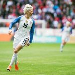 Megan Rapinoe in action against France at the 2018 SheBelieves Cup. (Monica Simoes)