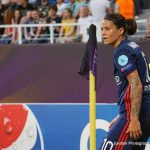 Lyon's Dzsenifer Marozsán prepares to take a corner kick. (Daniela Porcelli)