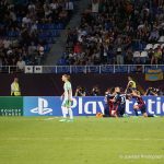 Lyon celebrates getting the equalizer during the 2018 Champions League final. (Daniela Porcelli)