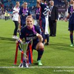 Eugénie Le Sommer with the 2018 Champions League trophy. (Daniela Porcelli)