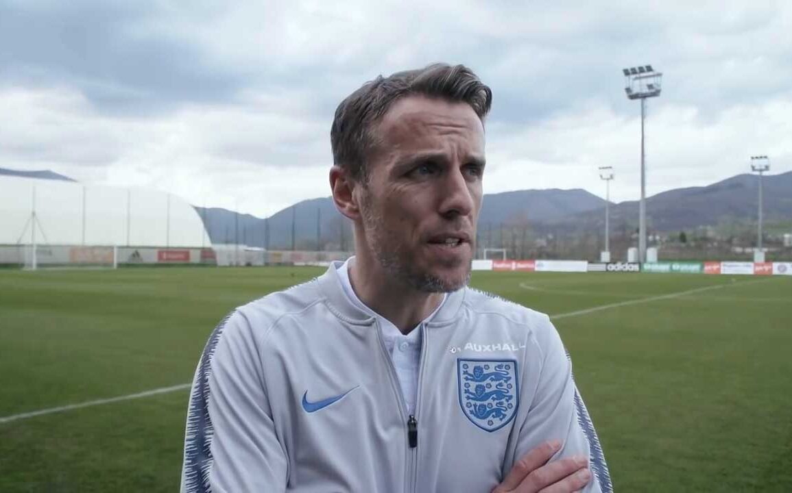 Phil Neville, head coach of England. (YouTube, England FA)