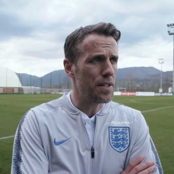 Phil Neville, head coach of England. (YouTube, England FA)
