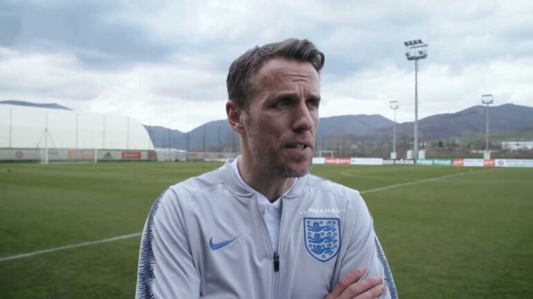 Phil Neville, head coach of England. (YouTube, England FA)