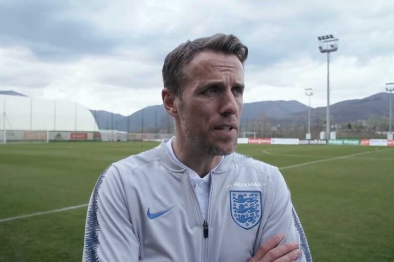 Phil Neville, head coach of England. (YouTube, England FA)