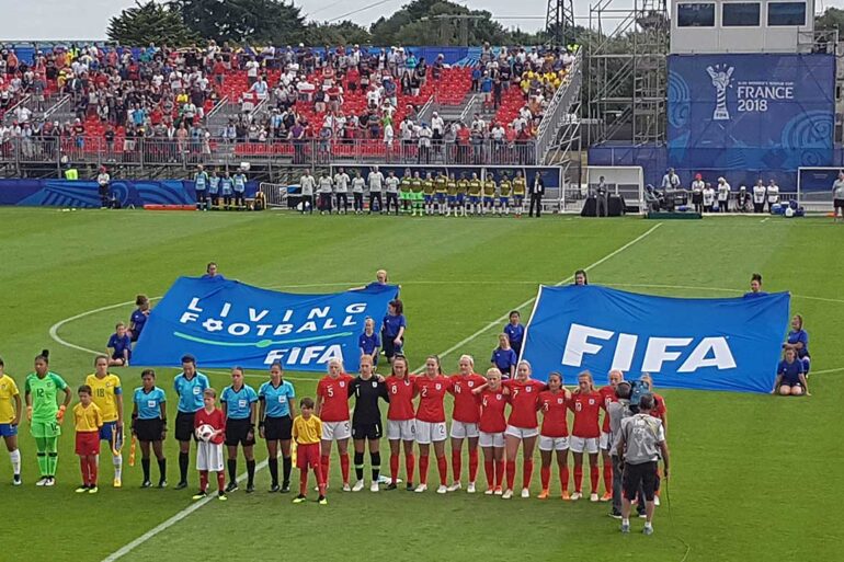 England's starting lineup against Brazil during group-stage play at the 2018 U-20 World Cup. (Richard Laverty)