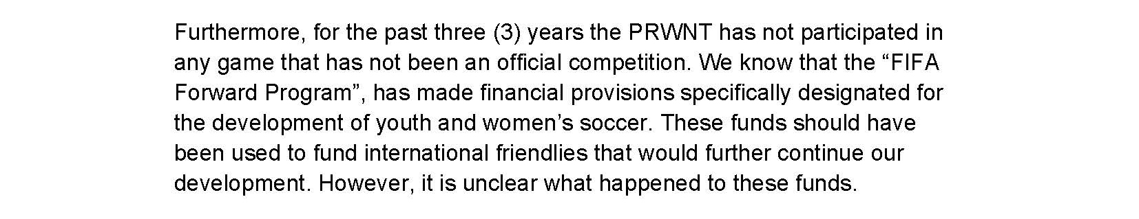 Excerpt from the letter the members of the Puerto Rico National Team sent to the federation.