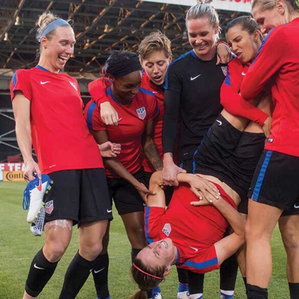 Members of the U.S. WNT playing around after practice. Edited version. (Brad Smith/ISI)