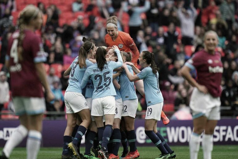 Manchester City celebrates winning the 2019 FA Cup. (Telegraph/PA)