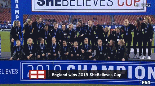 England celebrating its first SheBelieves Cup in 2019.