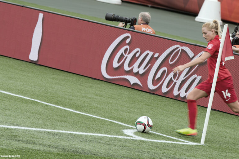 England's Alex Greenwood taking a corner kick. (IQRemix from Canada)